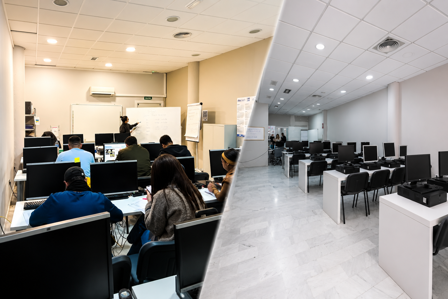 Aula equipada con ordenadores